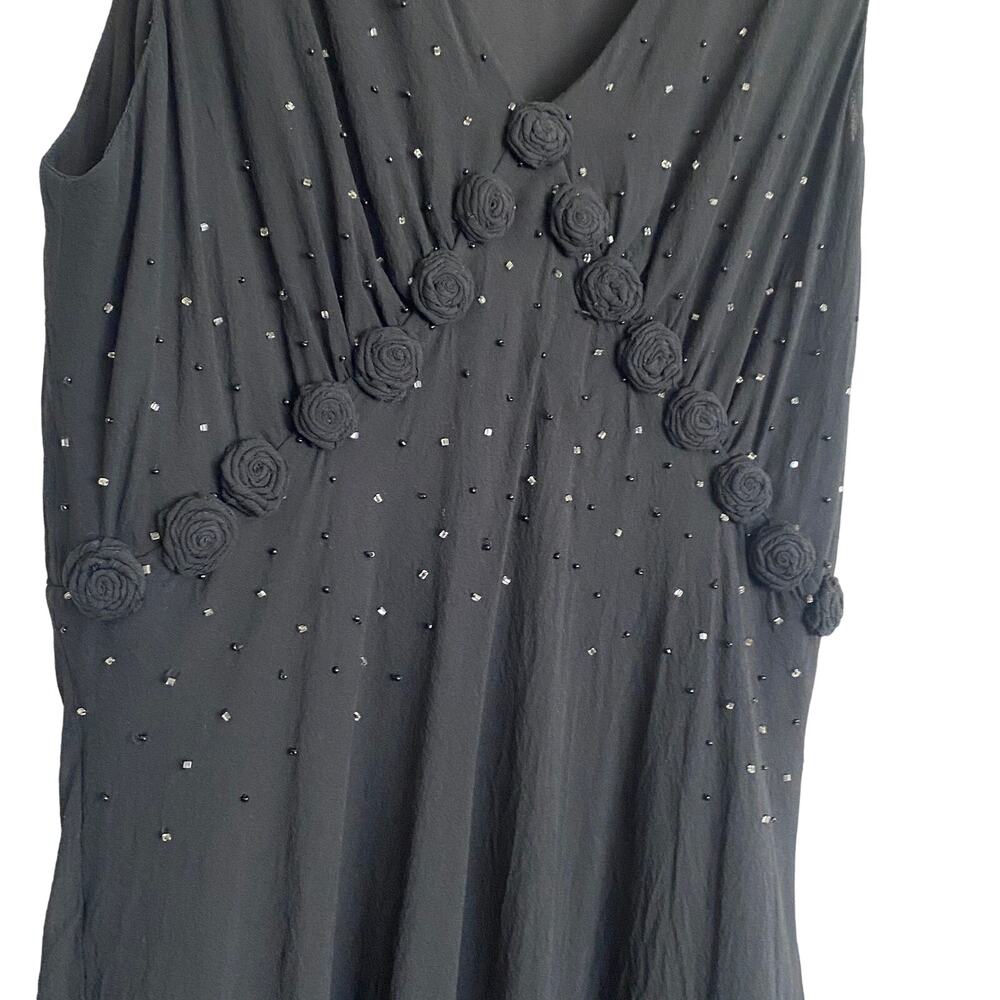 Vintage Karen Kane Silk Black Midi Dress Whimsigoth, Fairy, Witchy M 100% Silk - Picture 4 of 8